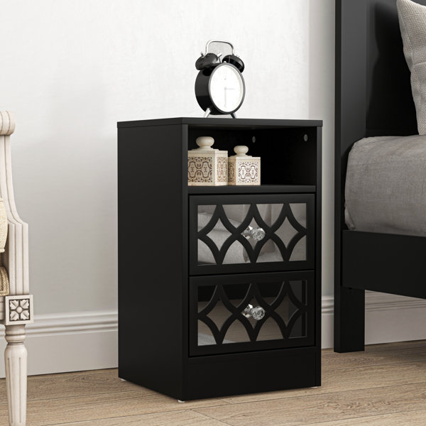 Black and mirrored deals nightstand